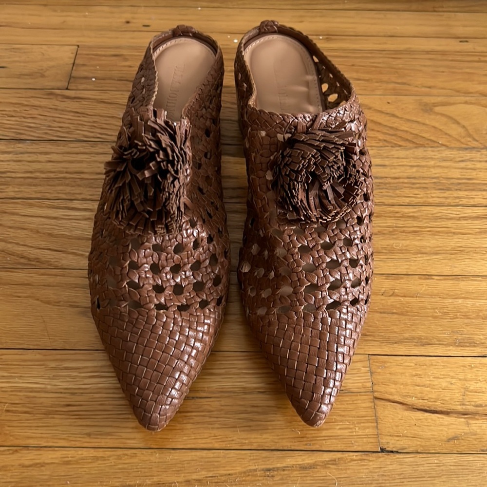 Ulla Johnson Paloma Pom Mules in Saddle Size 40 EU (9.5/10 US)